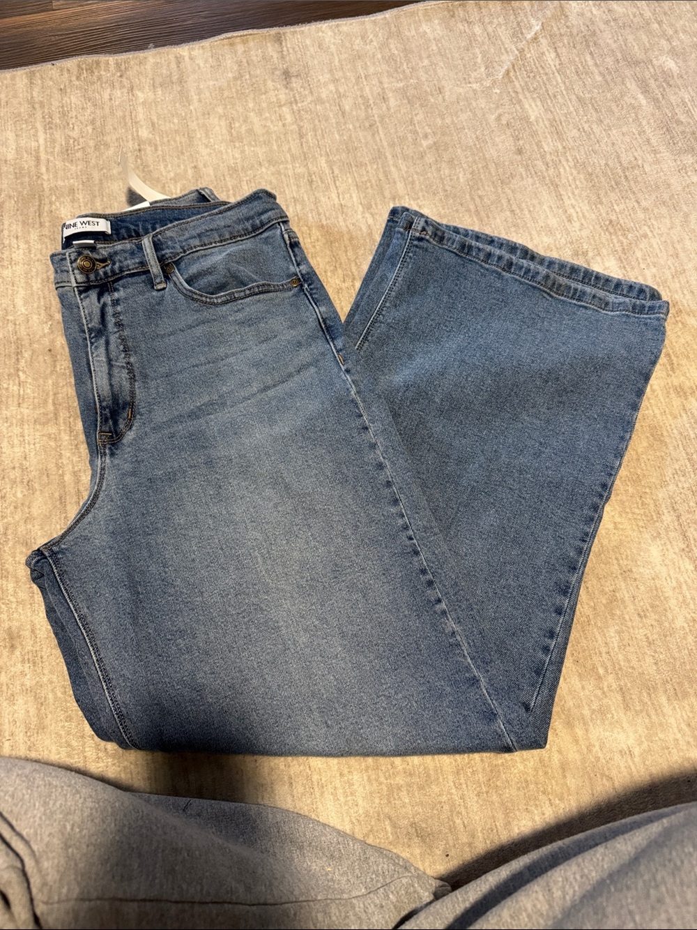 Nine West Women's Wide Leg Flare Jeans - Medium Blue Wash